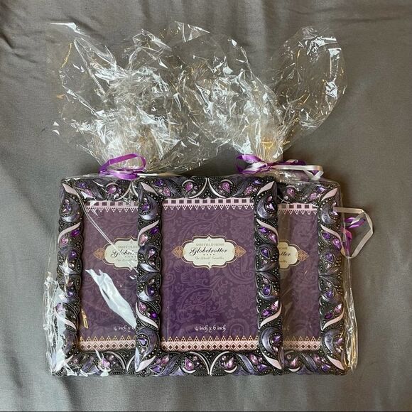 NWT Bundle pack Gray & Purple Crystal stone elegant 4x6 picture frame - Picture 6 of 6